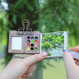 AOOKMIYA 12-color Schminke Watercolor Mini Paint Box Walnut Travel Portable Watercolor Palette Student Painting Art Supplies