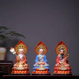 Chinese Taoist Deities Statue Set, Hand-Carved Wood Bodhisattva Buddha Figure Home Altar Decor Ornament