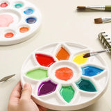 AOOKMIYA Portable Ceramic Palette Round Flower Multi-grid Palette Paint Tray Gouache Watercolor Paint Painting Art Supplies