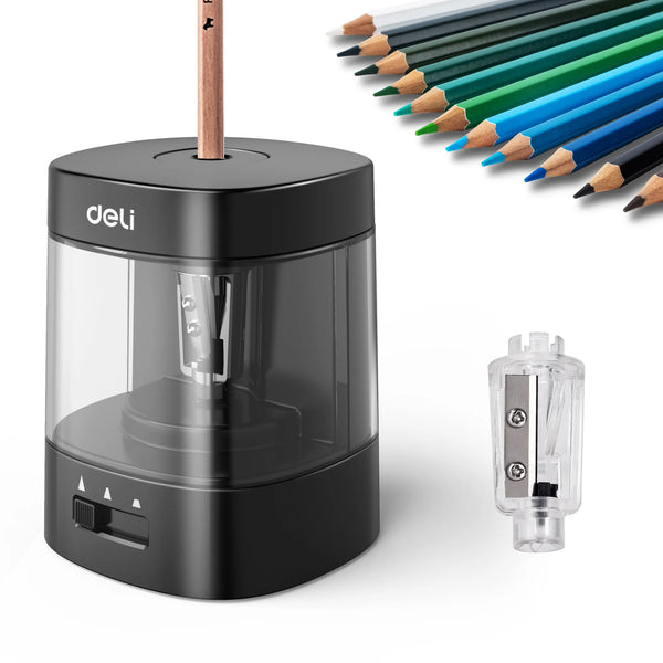 AOOKMIYA Deli Electric & Battery Pencil Sharpener, Automatic with Adjustable Thickness