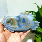 Natural Agate Stone Crystal Druzy Geode Bougainvillea Fish Statue Meditation Energy Healing Feng Shui Crystal Room Decoration