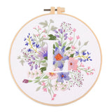 AOOKMIYA Floral Embroidery Kit for Beginner and Adults Cross Stitch Kits Embroidery Starter Kit with Initial Letter and Flower Pattern