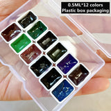 AOOKMIYA MAIRTINI Layered Precipitation Color Watercolor Paint Artist Acuarela Nail Art Painted Aquarelle 12 Colors 1ML/2ML Art Supplies