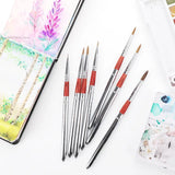 AOOKMIYA Portable Stainless Steel Watercolor Brush 5pcs Set Round Head Detachable Pocket Pen Hook Line Travel Painting Art Supplies