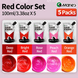 AOOKMIYA Marie's 5pcs 100ml/3.38oz Red Colors Acrylic Paint Set for Models,Craft,DIY,Rock,Glass,Painting,Canvas,Eggs for Adults, Artists
