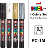 UNI POSCA Markers Set PC-1M/3M/5M Permanent Acrylic Paint Pen Quick Dry Graffiti Painting Art Supplies Japanese Stationery