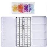 Metal Water Color Tin Box with 52 Empty Half Pans and Fold-out Mixing Painting Tray-Portable Travel Watercolor Palette