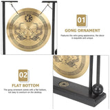Desktop Gong - Feng Shui Brass Gong Desktop Ornament With Stand And Mallet, Delicate Chinese Home Decor Durable Double Dragon