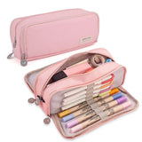 Large Capacity Pencil Case 3 Compartment Pouch Pen Storage Bag Double Side Opening Student Stationery Organizer School Supplies