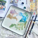 AOOKMIYA Ceramic Watercolor Palette Square/rectangular Color Mixing Palette Easy To Clean Paint Pallet Painting Art Supplies