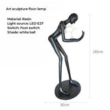 Humanoid Art Sculpture Holding Ball Floor Lamp Creative Humanoid Sculpture Floor Lamp Hotel Lobby Sales Office Led Light Stand