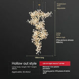 Large Ginko Leaf Chandeliers High Ceiling Staircase Ceramics Leaf Pendant Hanging Chandelier for Vila Lobby Luxury Living Room