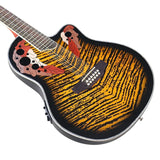 AOOKMIYA 12 Strings 41 Inch Round Back Electric Acoustic Guitar Cutaway Design Folk Style With Pick Up Black Blue & Yellow Color AOOKMIYA.COM