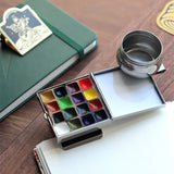 AOOKMIYA Portable Mini Travel Watercolor Paint Box Empty Palette Retro Exquisite Small Square Box Student Painting Art Supplies