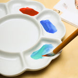 AOOKMIYA Plum Blossom Ceramic Palette Mixed Color Pigment Palette Round Ceramic Tray for Watercolor Gouache Painting Art Supplies