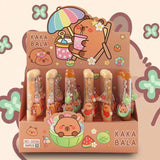 Capibala 36Pcs Gel Pen Cartoon Set Sparkling Diamond Particles 0.7mm Black Acrylic Pendant Pen Students Learn Stationery