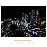 New Colorful City Scratch Painting Night Scene DIY Painting and Scraping Paper Set Bring A Pen A Birthday Present