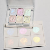 Portable 6 Colors 1ML Handmade Solid Pearlescent Watercolor Pigment Metallic Glitter Manicure Painted Nail Art Supplies