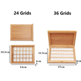 AOOKMIYA Empty Bamboo Paint Palette with Lid Portable Watercolor Paint Tray Storage Box with 24/36 Half Pans for Painting Art Supplies