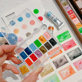 AOOKMIYA Japan's Kusakabe 2023 New Layered Color 12-color Precipitation Color Watercolor Paint Sub-package Artist's Painting Art Supplies