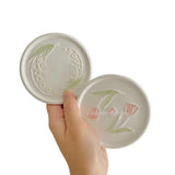 AOOKMIYA Mini Watercolor Ceramic Palette 9cm Tulip Lily of The Valley Shape Plate Easy To Clean Paint Tray Painting Art Supplies