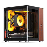 Good Quality JONSBO TK-0 Black ITX Computer CASE with Bent Glass and Walnut Veneer Hyperboloid Glass Design Desktop PC Case