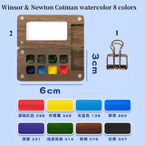 AOOKMIYA 8 Color Mini Walnut Watercolor Paint Box Set Artist Professional Watercolor Travel Portable Paint Tray Art Painting Supplies