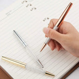 50Pcs/Lot Crystal Ballpoint Pen Stationery Office School Supply Twist Open Metal Roller Rose Gold Free Customized Logo Name
