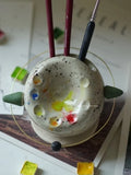 Handmade Pottery Cute Planet Pen Holder Creative Art Tools for Pen Washing, Color Adjustment, and Painting Desktop Ornament