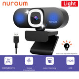 NUROUM V32AFL 4K Full HD Webcam with Microphone Auto-Focus Auto-Framing Ring Light Web Camera For Conference System