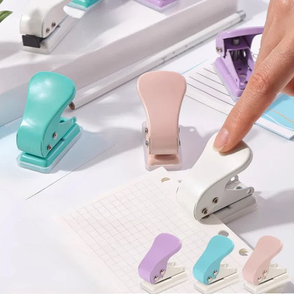 AOOKMIYA Mini Single-hole Punch Portable Positioning Diy Handbook Loose-leaf Book Binding Stationery Watercolor Paper Punching Tool