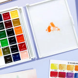 AOOKMIYA Travel Pack Solid Watercolor24 Colors0.5ML Portable Pigment Box Chinese Style Transparent Watercolor Student Sketch Art Supplies