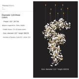 Large Ginko Leaf Chandeliers High Ceiling Staircase Ceramics Leaf Pendant Hanging Chandelier for Vila Lobby Luxury Living Room