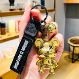 AOOKMIYA ART+ Creative Gifts Creative Electroplated XX Eyes Cartoon Bear Keyring Delicate Acrylic Animal Keychain Trend Car Bag Key Chains for Women Couple