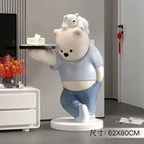 AOOKMIYA ART+ Creative Gifts Home Decor Bear Statue Tray Storage Rack Nordic Style Living Room Large Floor Art Ornaments Housewarming Gift Interior Figurines