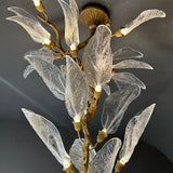 Luxury Resin Leaf Ceiling Chandelier for Staircase Vila Hotel Copper Leaf Pendant Chandelier Living Room Ceiling Lamp Restaurant
