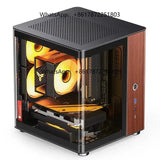 Good Quality JONSBO TK-0 Black ITX Computer CASE with Bent Glass and Walnut Veneer Hyperboloid Glass Design Desktop PC Case