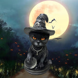 Adorable Witch Cat Figurine for Halloween Home Decoration or Gift Resin Witch Kitten Figurine