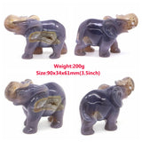 Elephant Statue Natural Gray Agate Geode Crystal Carved Reiki Healing Stone Animal Figurine Handicraft Home Decoration Ornaments