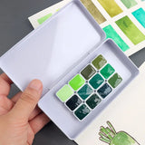 AOOKMIYA 12 Colors White Night Watercolor Paint Packed 0.5/1ML Green Series Artist Grade Plant Painting Portable Travel Art Supplies