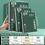 AOOKMIYA Marie's Sketchbook,160gsm/30 Sheets Heavyweight Sketch Book,for Drawing Spiral-Bound with Hard Cover for Drawing,Illustration