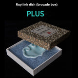 Ruyi Ink DishCeramic Small Regular Ink BoxInk PondInk Plate with LidCustomized Brush HolderPaperweight for Calligraphy