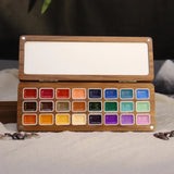 AOOKMIYA 24 Colors 1ml Solid Watercolor Pigment Wooden Box with Palette Handmade Solid Pigment Painting Portable Nail Art Supplies