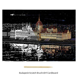New Colorful City Scratch Painting Night Scene DIY Painting and Scraping Paper Set Bring A Pen A Birthday Present