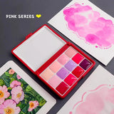 AOOKMIYA Red/pink 12-color Watercolor Paint Repackaging Package 0.5/1/2ML Mini Travel Portable Watercolor Box Painting Supplies