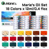 AOOKMIYA Marie's Artists' Oil Paint Set,12/18 Vibrant Colors,Rich Pigments Oil Based Paint Kit of 12ml/0.4floz Tube for Canvas,Paper