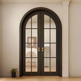 AOOKMIYA Craft arched curved circular curved door wrought iron glass bedroom retro door