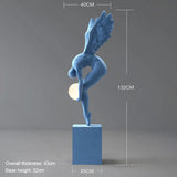 Creative Art Moon light Angel Sculpture with Ambient Lamp Large Luxury Figure Modern 150cm Home Living Room Decor Floor statue