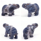 Elephant Statue Natural Gray Agate Geode Crystal Carved Reiki Healing Stone Animal Figurine Handicraft Home Decoration Ornaments