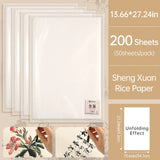 AOOKMIYA 200 Sheets Marie's Xuan Paper,Soft Papers Sheng/Raw Xuan for Block Printing,Watercolors,Calligraphy,Chinese Painting  for Adults